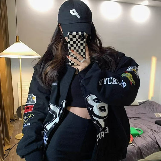 American Jacket Design Sense Racing Jacket  met Print voor Dames & Plus-size