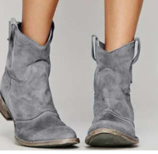 Amerikaanse Suède/PU-Leren Enkel Cowboy Laarzen met Vierkante Hak voor Dames & Plus-size