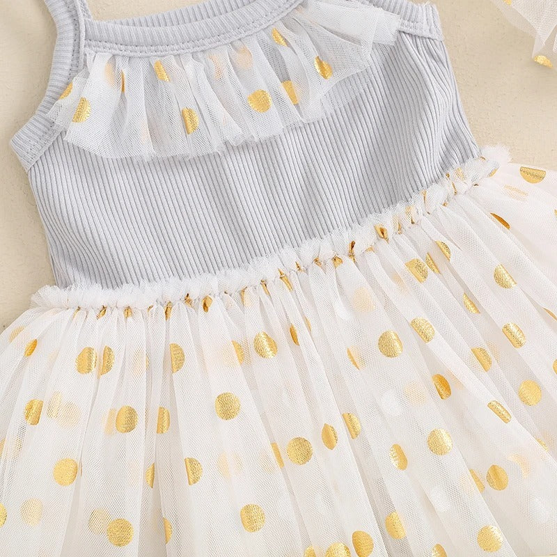 Meisjesjurken Casual Halter Mesh met Hoofdbloem