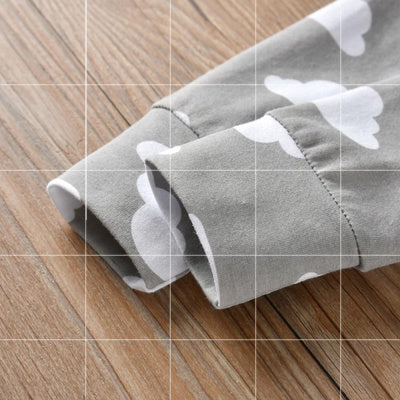 Casual Pyjama Jumpsuit met Wolkenprint en Lange Mouwen voor Baby's