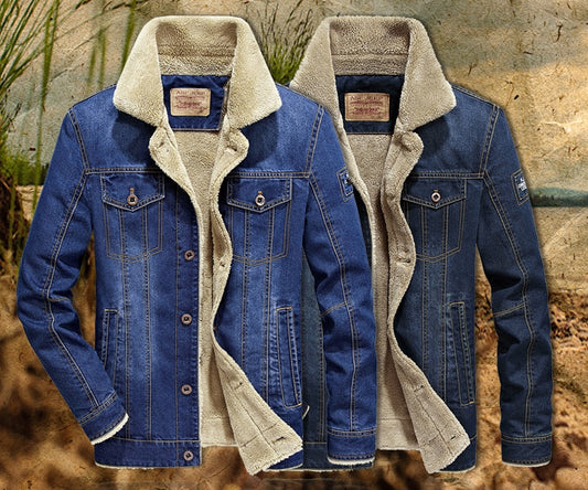 Winter Fashion Casual Spijkerjacket met Warme Fleece voor Heren