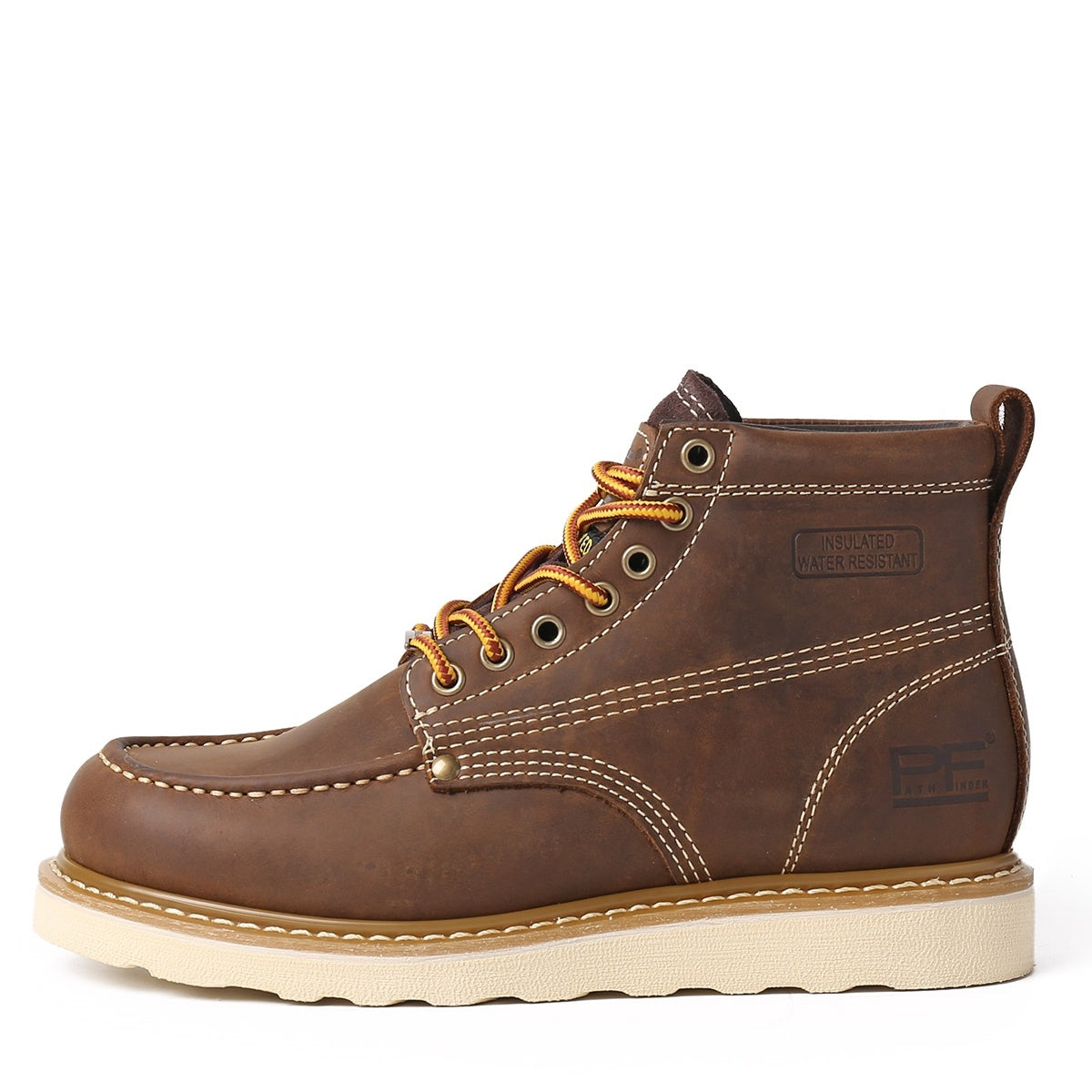 Amerikaanse Trendy Casual Retro Outdoor Comfortabele Effen Kleur Werkschoenen van Echt Leer met Ronde Neus en Vetersluiting voor Heren