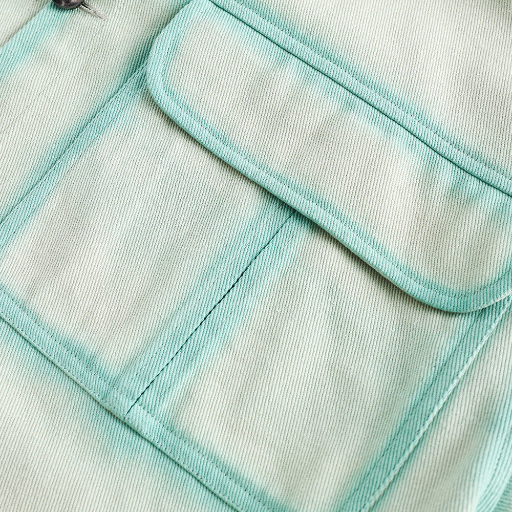 Casual Handgeschilderde Groene Outline Jacket voor Heren & Dames/ Plus-size