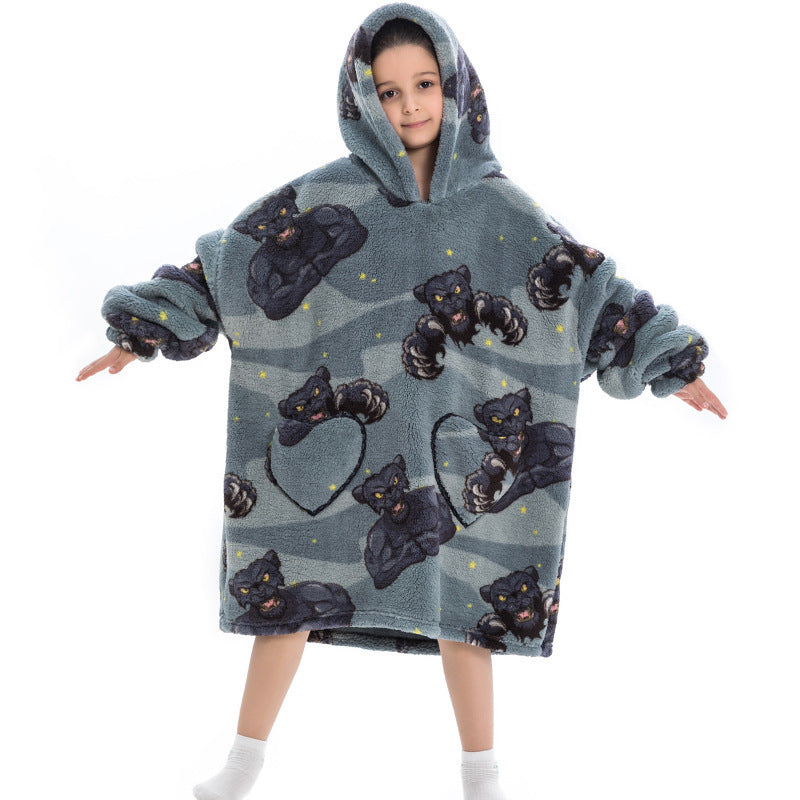 Oversized Flanellen Thermische Pyjama Sweatshirt met Print voor Kinderen / Tieners