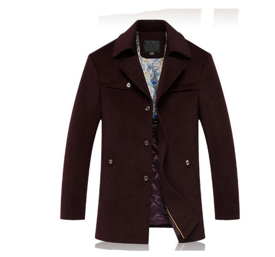 Casual/Business Lange Dikke Reversjas van Wol met Ritssluitng voor Heren