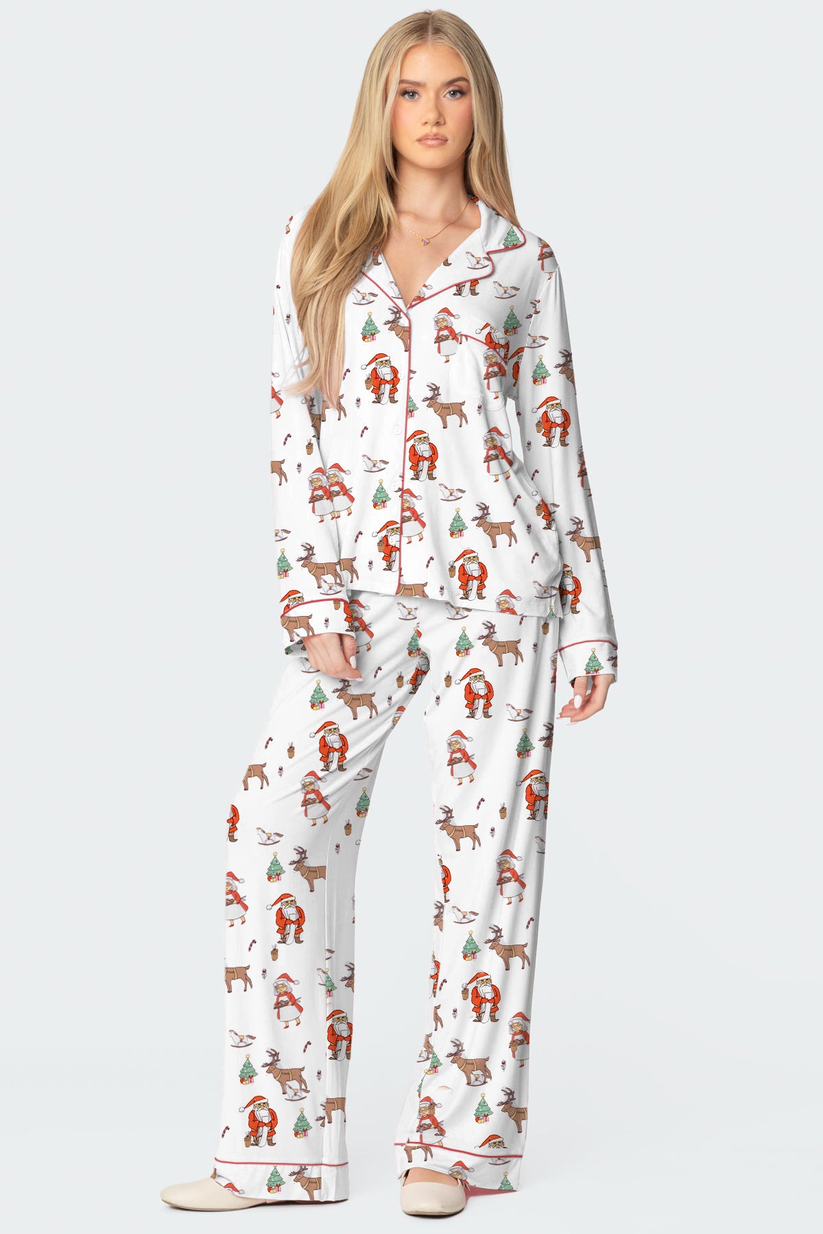 Kerstmis Stijlvolle Casual Bedrukte Kerstmisprint Huis/ Pyjama-outfit voor Dames & Meiden