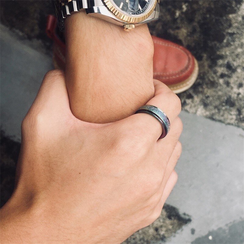 Trendy Stijlvolle Vnox Roestvrijstalen Draaibare Ring met Zandstraalafwerking voor Heren