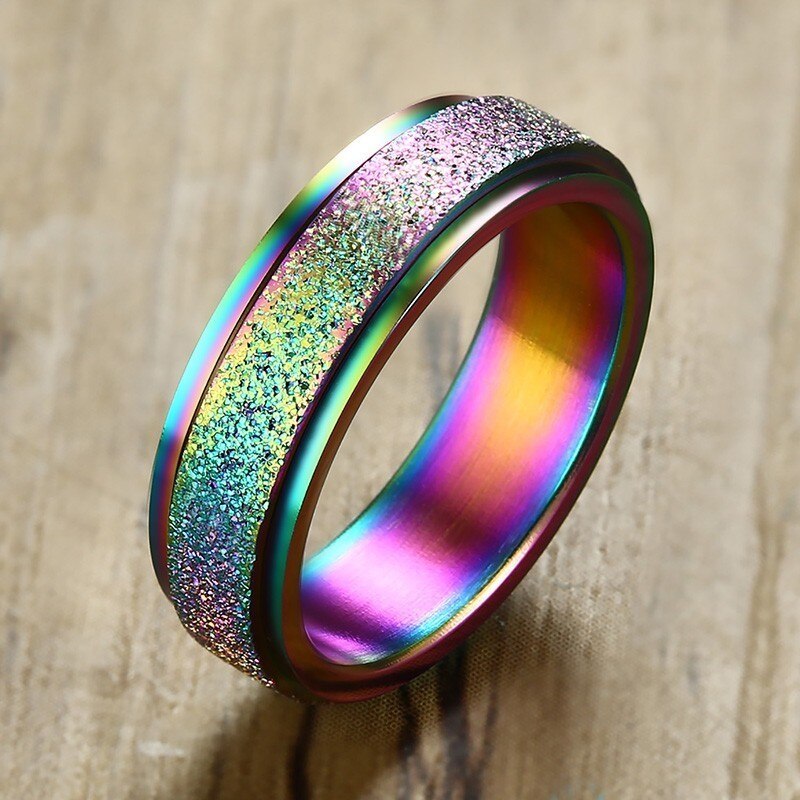 Trendy Stijlvolle Vnox Roestvrijstalen Draaibare Ring met Zandstraalafwerking voor Heren