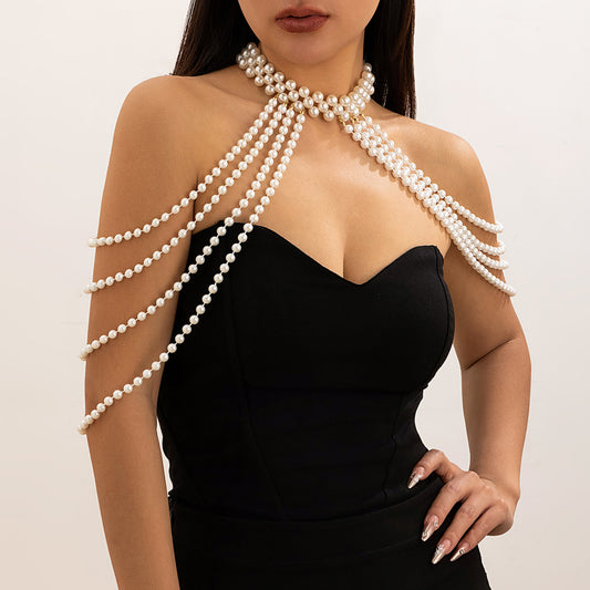 Stijlvolle Elegante Sexy Meerlaagse Bodychain van Imitatie Parels voor Dames