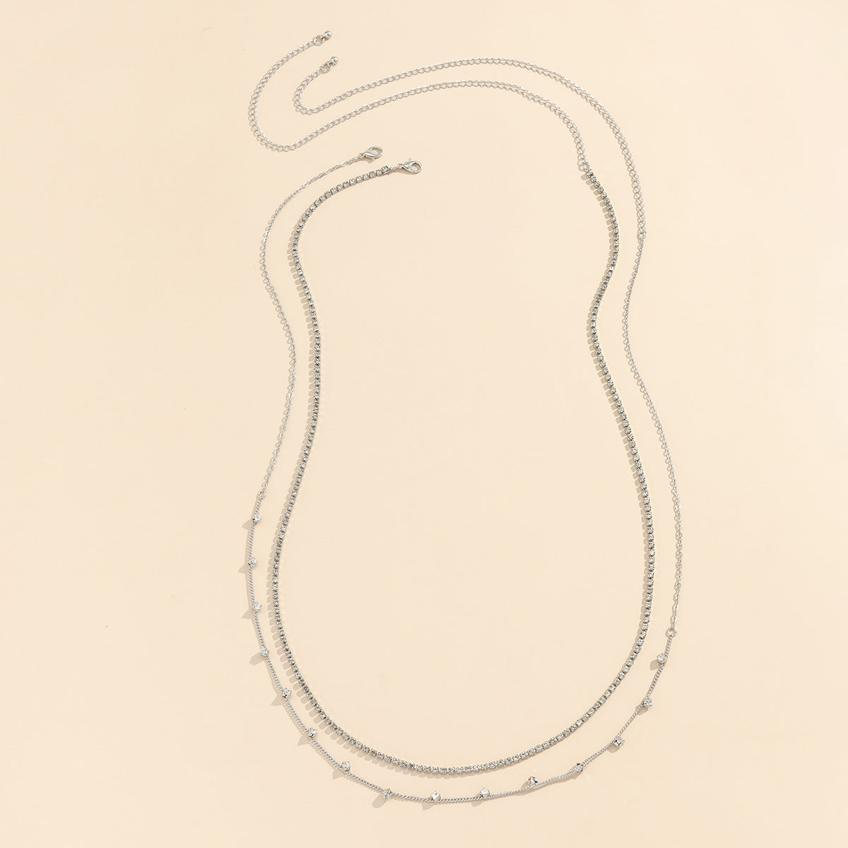 Modieuze Sexy Eenvoudige Universele Dubbellaags Dunne Tailleketting met Strass-steentjes voor Dames