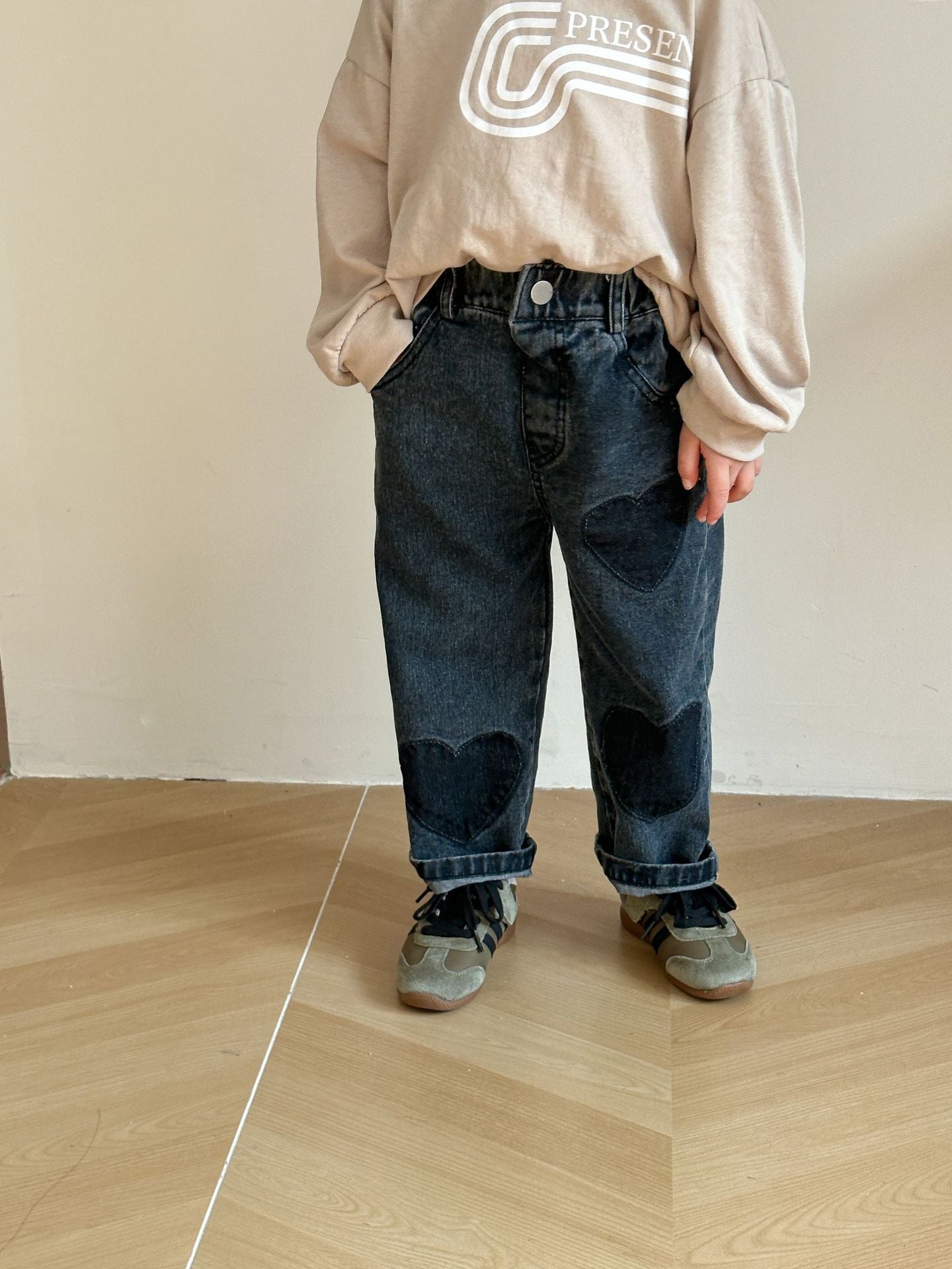 Kindermode Casual Straight Soft Jeans met Hartjesprint voor Peuters/ Kinderen