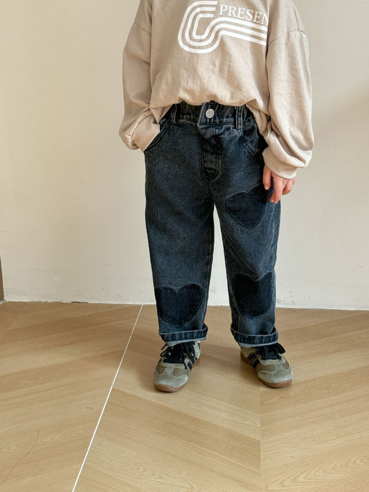 Kindermode Casual Straight Soft Jeans met Hartjesprint voor Peuters/ Kinderen
