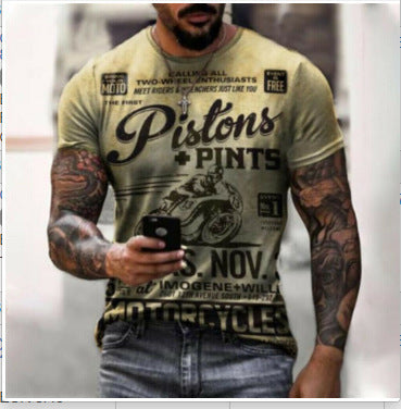 Amerikaanse Streetwear Vintage Casual Ronde Hals Oversized T-shirt met Digitaal Bedrukking voor Heren & Jongens