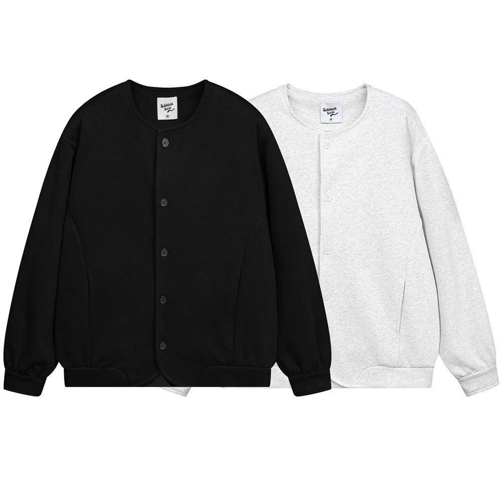 Amerikaanse Stijl Effen Kleur Losse Cardigan Trui met Knoop voor Heren & Jongens