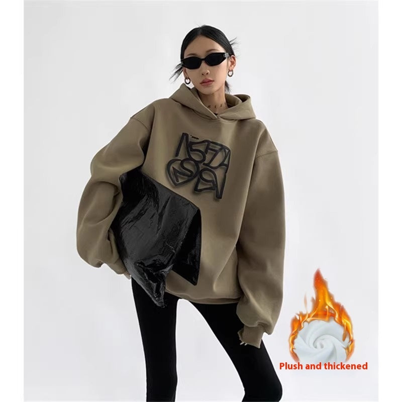 Amerikaanse Stijl Trendy Hoodie Regular/ Fluweel met Print voor Dames/ Plus-size & Meiden