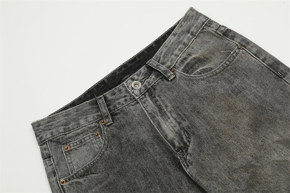 Distressed Retro Straight Jeans in Amerikaanse Stijl voor Heren & Jongens
