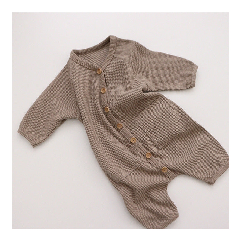 Baby's/ Peuters Wafel-Jumpsuit met Lange Mouwen