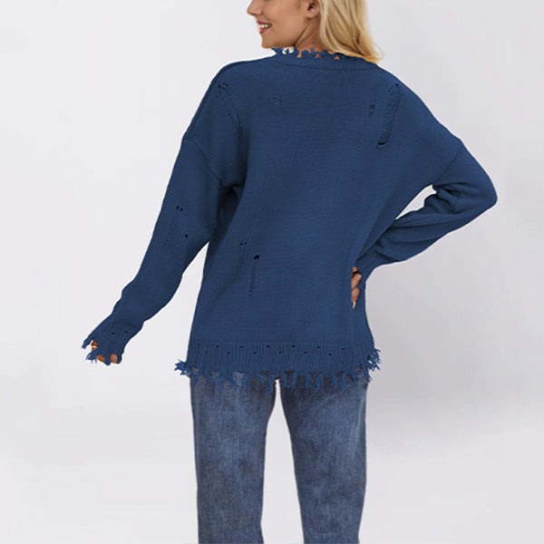 Europese en Amerikaanse Stijl Trendy Gebreide Trui met Ronde Hals en Vlagpatroon voor Dames & Meiden