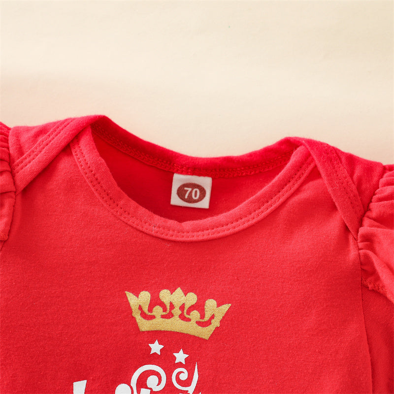 Kerstmode 3-delige Set Haarband met Strik Romper met Lange Mouwen en Print & Jarretellerok met Kerstprint voor Baby's/Peuters