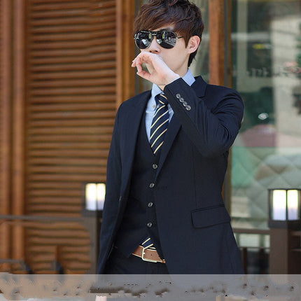 Trendy 3-delige Set Feestelijk/ Formeel Effen Kostuum voor Heren & Jongens