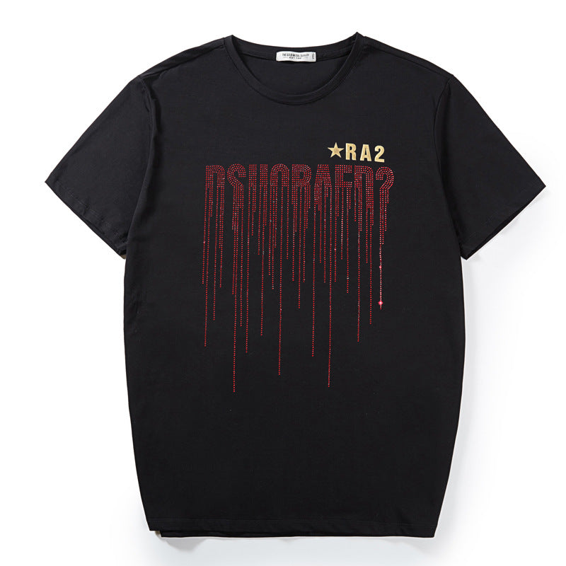 Europese en Amerikaanse Trendy Casual Oversized Grafische Bedrukte T-shirt met Ronde Hals en Korte Mouwen voor Heren