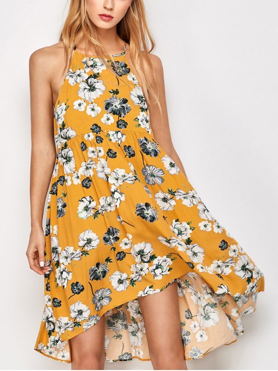 Casual Mouwloze Vintage Bloemenprint Midi Jurk voor Dames
