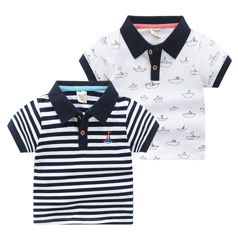Stijlvolle Casual Revers Poloshirt met Korte Mouwen en Knoopsluiting voor Kinderen