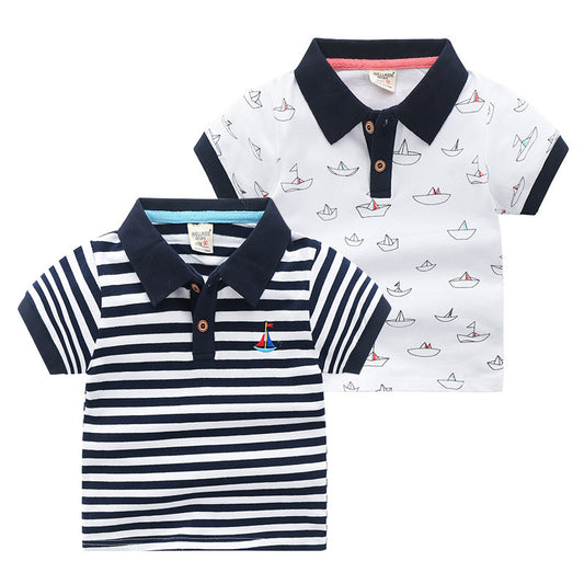 Stijlvolle Casual Revers Poloshirt met Korte Mouwen en Knoopsluiting voor Kinderen