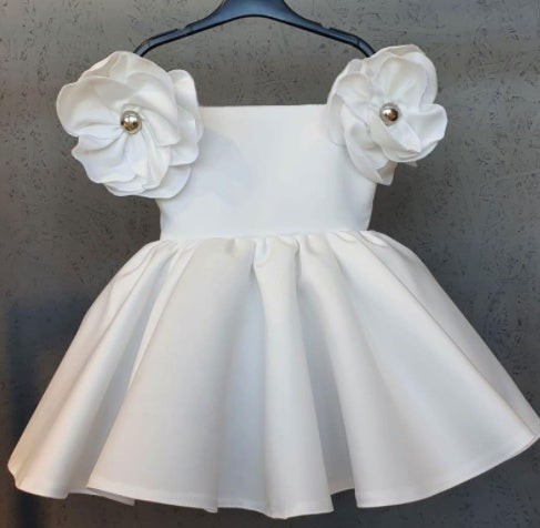 Jacquard geborduurde schouderbloemen Retro Europese en Amerikaanse meisjesjurken