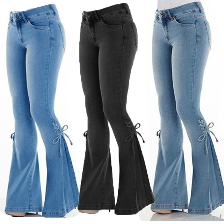 Sexy Mid-Waisted Stretchjeans voor Dames/ Plus Size & Meisjes