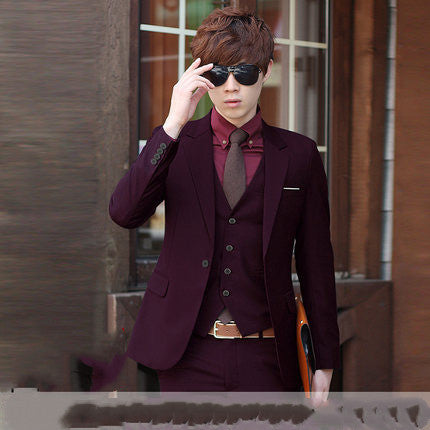 Trendy 3-delige Set Feestelijk/ Formeel Effen Kostuum voor Heren & Jongens