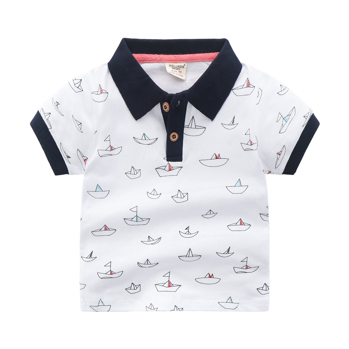 Stijlvolle Casual Revers Poloshirt met Korte Mouwen en Knoopsluiting voor Kinderen