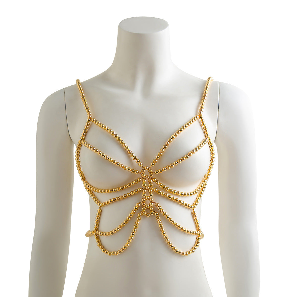 Modieuze Elegante Minimalistische Feestelijke Bodychain met Vlindercorset Details en Imitatie Parels voor Dames