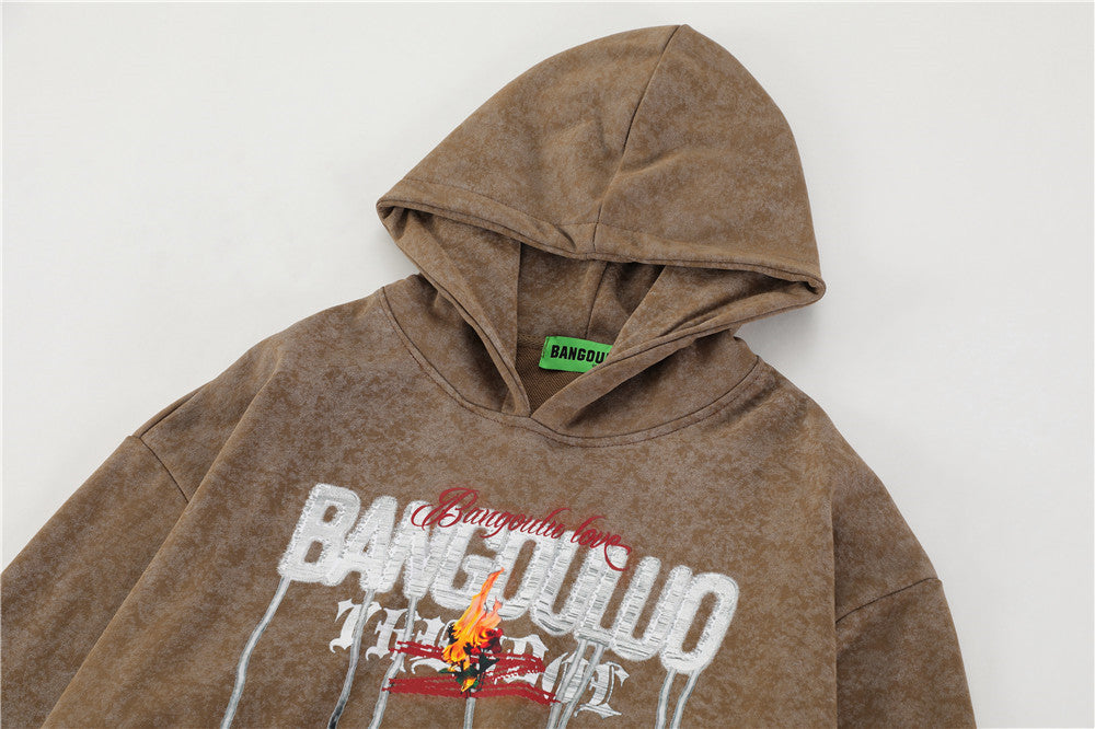 Lettervlam Print Pullover Hoodie