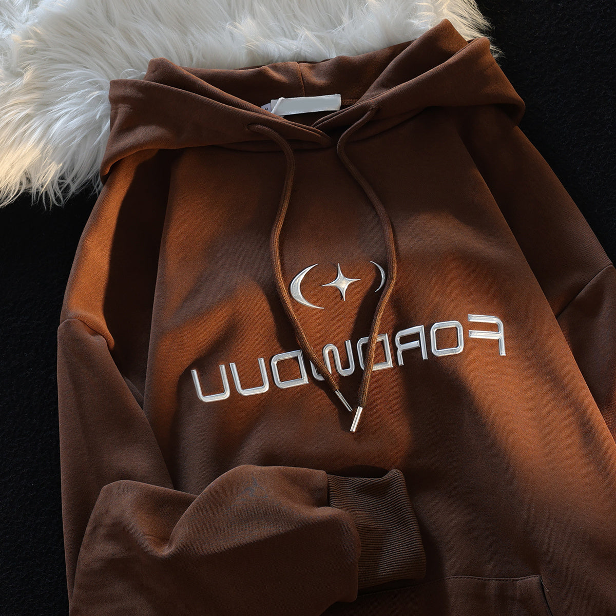 Retro high-end driedimensionale letter hoodie voor mannen en vrouwen