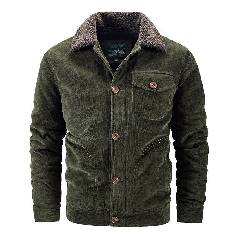 Casual Corduroy Jacket van Fluweel in Effen Kleur voor Heren