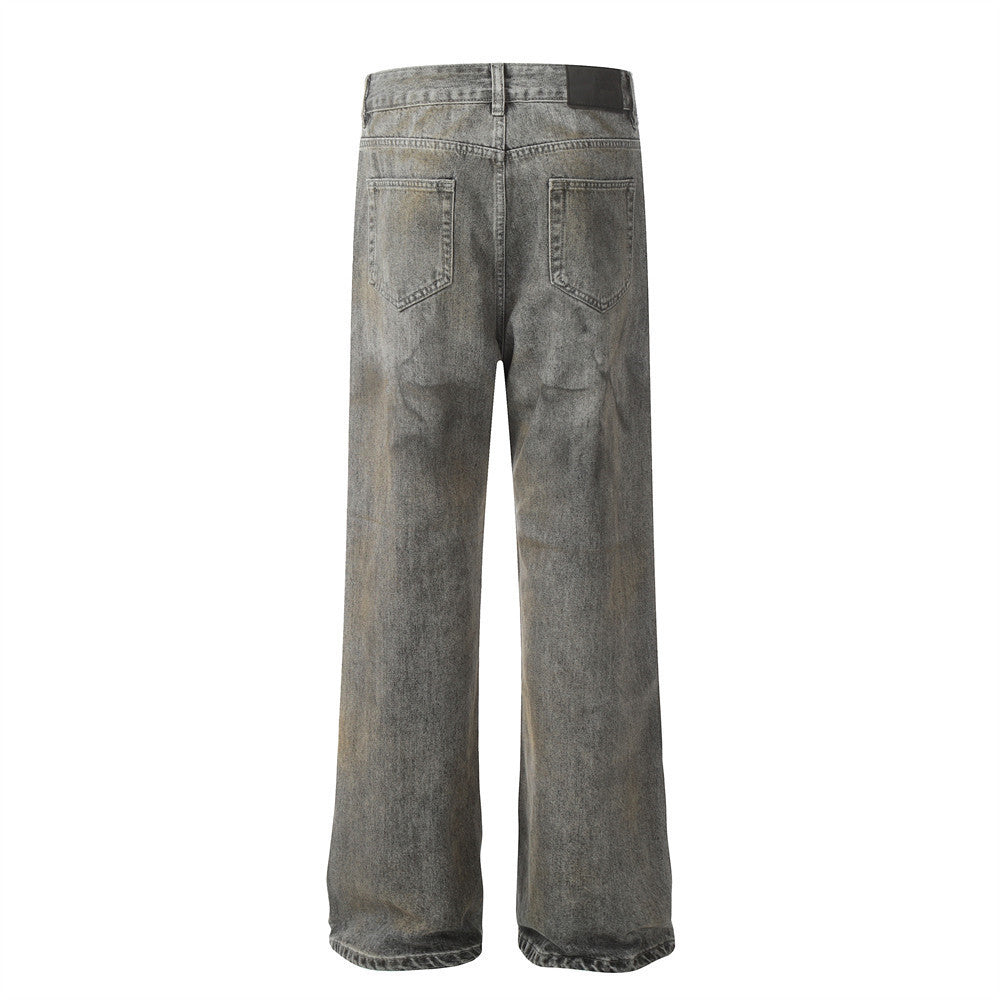 Distressed Retro Straight Jeans in Amerikaanse Stijl voor Heren & Jongens