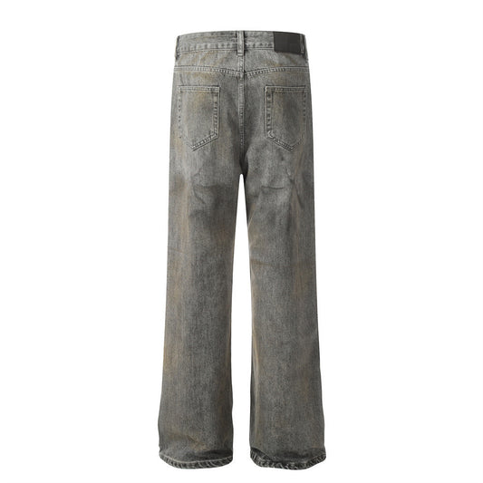 Distressed Retro Straight Jeans in Amerikaanse Stijl voor Heren & Jongens