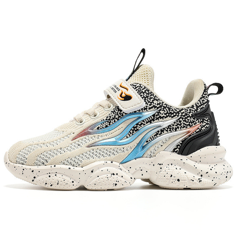 Casual Modieuze Effen Kleur Mesh Old Antislip Sneakers met Patroon-Bedrukking en Klittenband voor Teenager