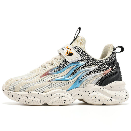 Casual Modieuze Effen Kleur Mesh Old Antislip Sneakers met Patroon-Bedrukking en Klittenband voor Teenager