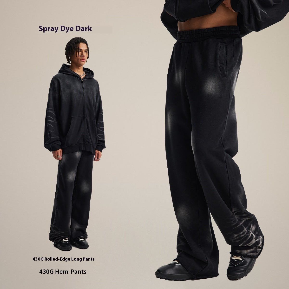 Casual Monkey Washed And Worn Gradient Sweatvest met Capuchon /Joggingbroek voor Unisex