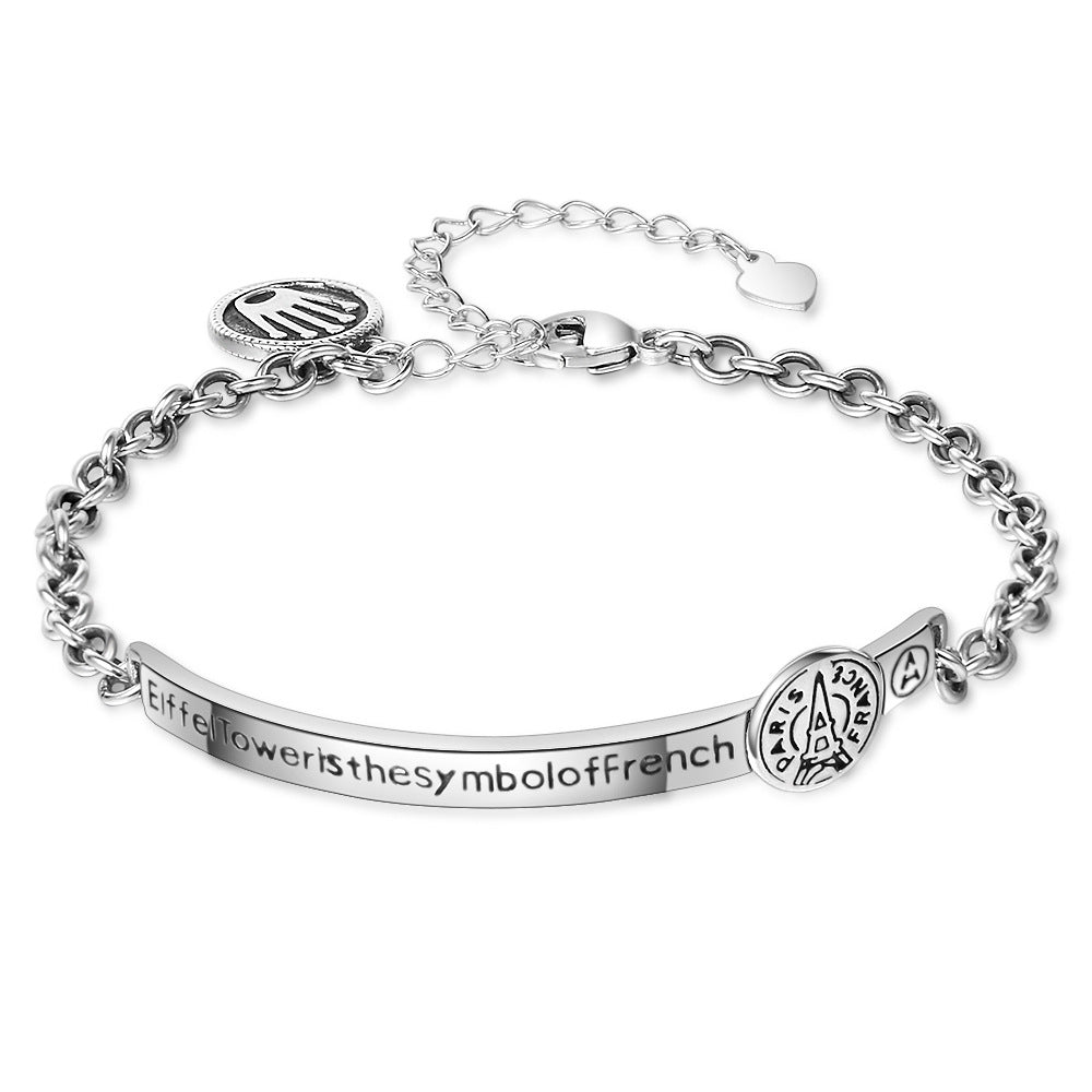 Eenvoudige 925 Sterling Zilveren Stijlvolle Retro Geometrische Rechthoekige Letterprint Enkelbandje voor Dames