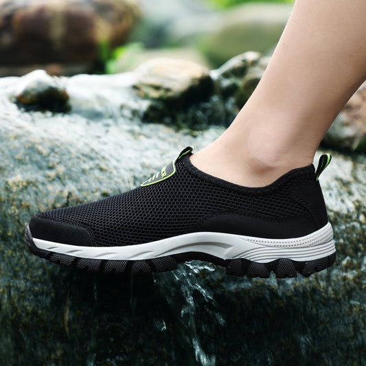 Comfortabele Effen Kleur Ademend Casual Slip-On Sneakers van Mesh met Platte Rubberzool en Ronde Neus voor Heren & Jongens