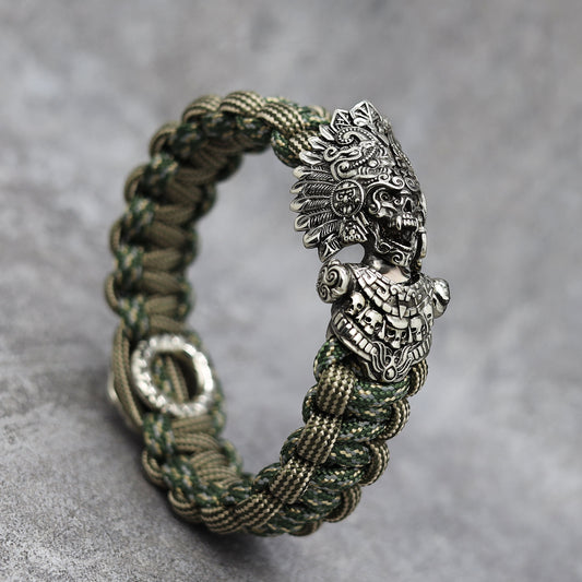 S925 Indian Chief Paracord Handgevlochten Armband voor Heren