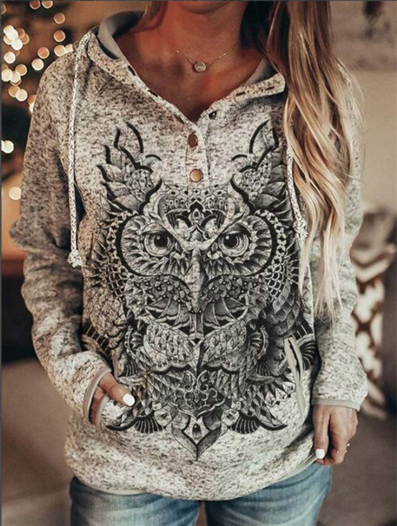 Dames casual hoodie met dierenprint