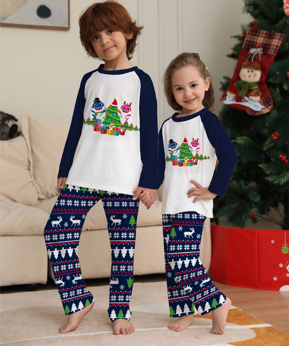 Kerstmis Familie Matching Kerstpyjama Sets met Kerstmisprint  voor Gezin & Koppels