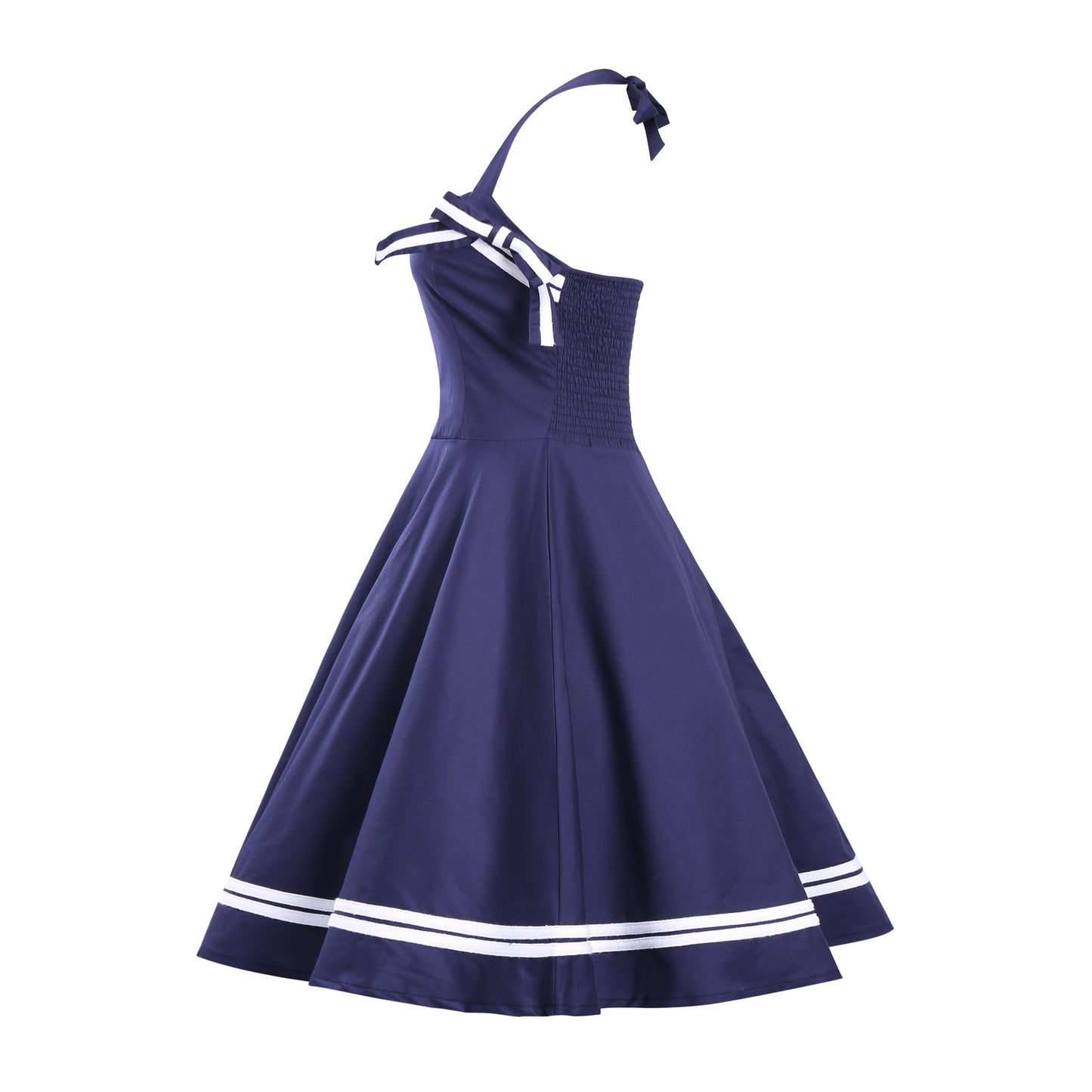 Hepburn Style Retro Matrozen Halterjurk met Gestreepte Patroon voor Dames & Plus-size