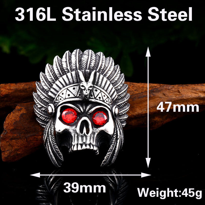 Amerikaanse Halsketting met Indiaanse Opperhoofd Schedel Hanger voor Heren