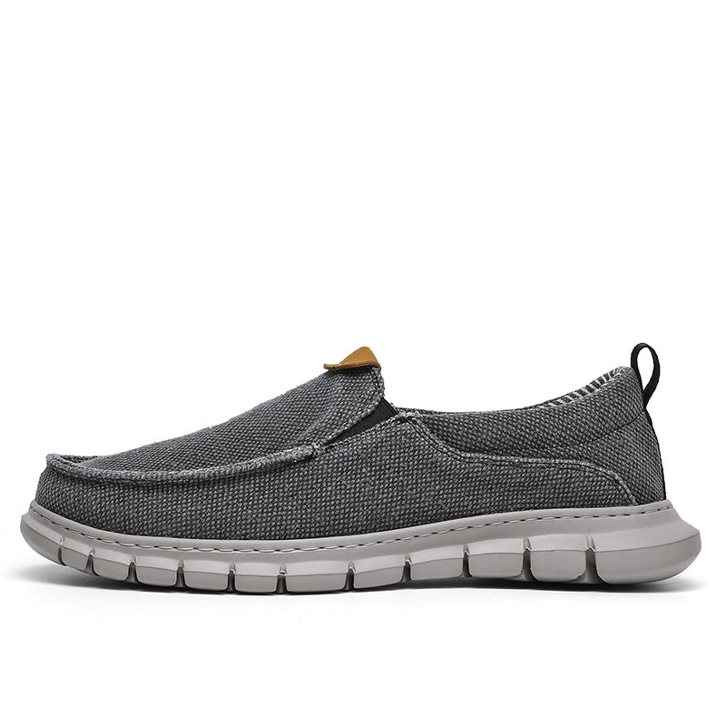Eenvoudig Comfortabele Effen Kleur Casual Oversized Canvas Instapschoenen van Mesh met Dikke Rubberzool en Ronde Neus voor Heren