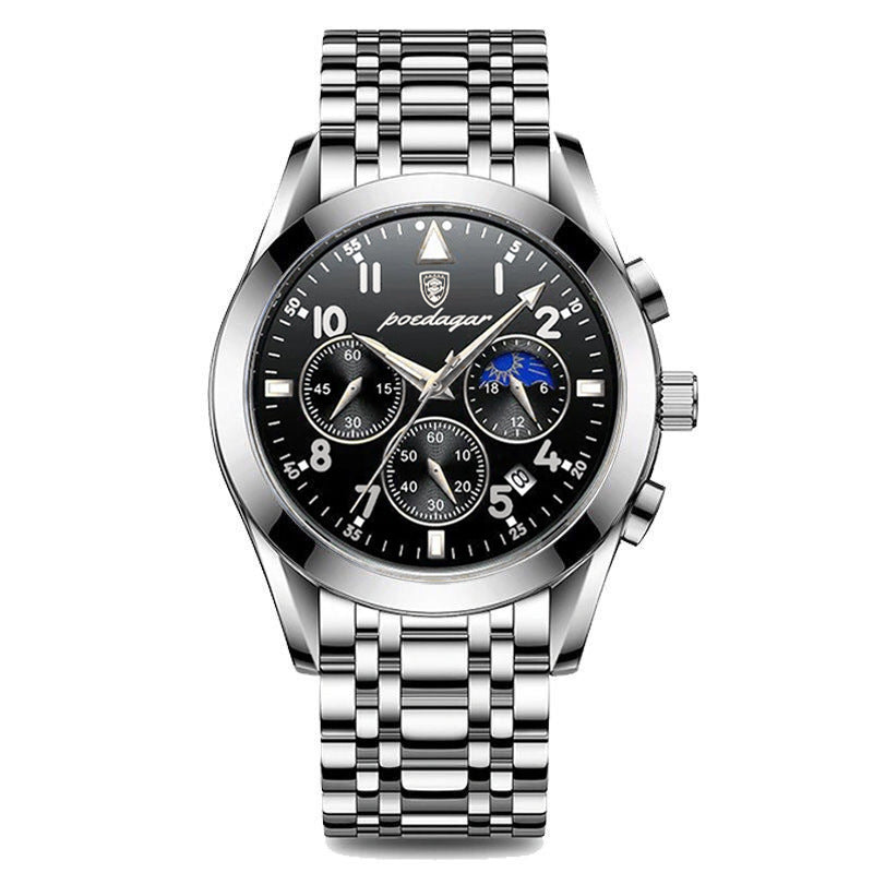 Trendy Sportieve Moderne Technologisch Quartz Horloge met Band van Echt Leer voor Heren